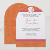 Honeysuckle & Coral Roos Wedding Invites Kaart (Voorkant / Achterkant)