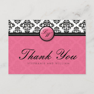Honeysuckle Damask Monogram Weddenschap Hartelijk Bedankkaart