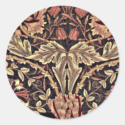 Honeysuckle, een ontwerp van William Morris, Ronde Sticker (Voorkant)