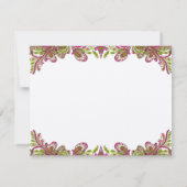 Honeysuckle en Chartreuse  Paisley Wedding RSVP Kaartje (Achterkant)