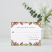 Honeysuckle en Chartreuse  Paisley Wedding RSVP Kaartje (Staand voorkant)