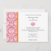 Honeysuckle en Coral Damask Wedding Invitation Kaart (Voorkant)