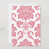 Honeysuckle en Coral Damask Wedding Invitation Kaart (Achterkant)