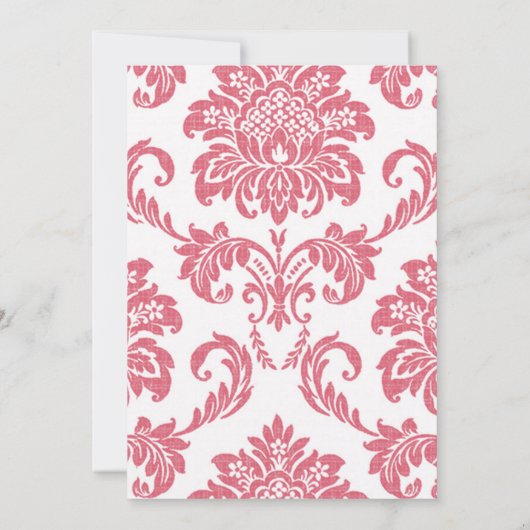 Honeysuckle en Coral Damask Wedding Invitation Kaart (Achterkant)