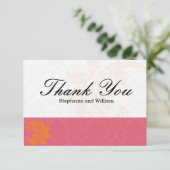 Honeysuckle en koraal bruiloft dank u kaart (Staand voorkant)