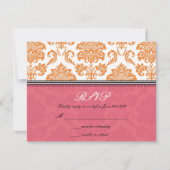 Honeysuckle en Tangerine Damask Wedding RSVP (Voorkant)
