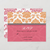Honeysuckle en Tangerine Damask Wedding RSVP (Voorkant / Achterkant)