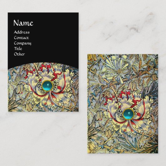 HONEYSUCKLE Fantasy Floral Aquamarijn Blauwe Edels Visitekaartje (Voorkant / Achterkant)