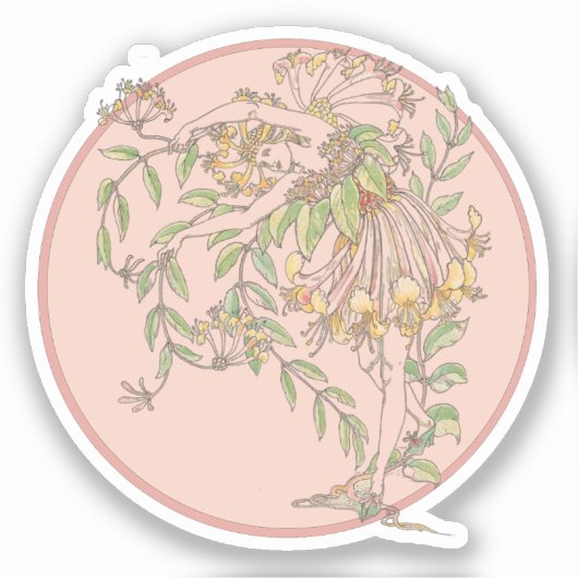 Honeysuckle fee -  fee van de tuin sticker (Voorkant)