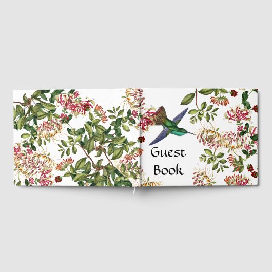 Honeysuckle Flowers Hummingbird Bird Guest Book Gastenboek (Volledig)