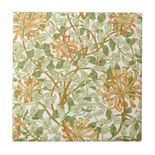 Honeysuckle Flowers William Morris Tegeltje (Voorkant)