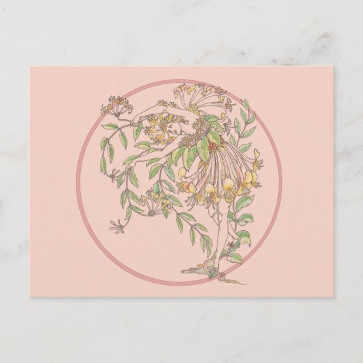 Honeysuckle Garden Fairy - June Birth Flower Postc Briefkaart (Voorkant)