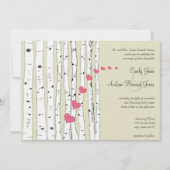 Honeysuckle Hearts Birch Tree Wedding Invitations Kaart (Voorkant)