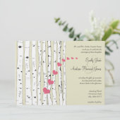 Honeysuckle Hearts Birch Tree Wedding Invitations Kaart (Staand voorkant)