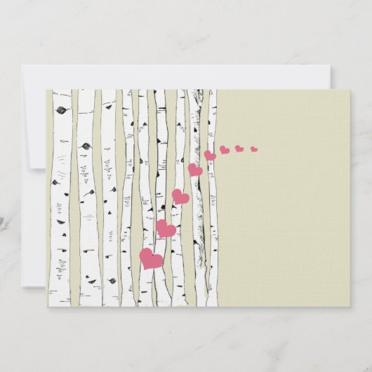 Honeysuckle Hearts Birch Tree Wedding Invitations Kaart (Achterkant)