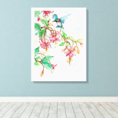 Honeysuckle Hummingbird Canvas Afdruk (Insitu (Houten vloer))
