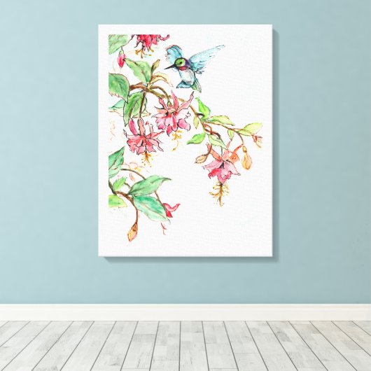Honeysuckle Hummingbird Canvas Afdruk (Insitu (Houten vloer))