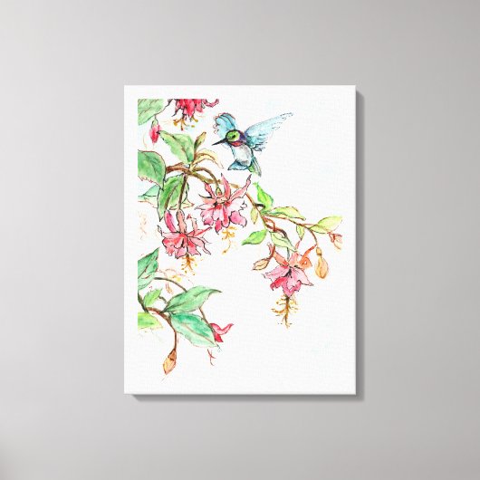 Honeysuckle Hummingbird Canvas Afdruk (Voorkant)