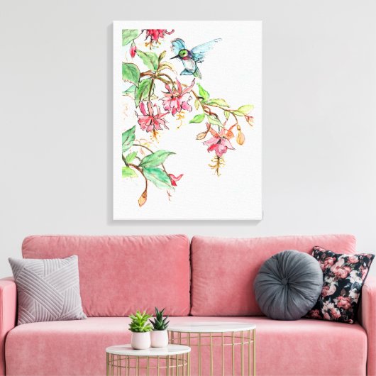 Honeysuckle Hummingbird Canvas Afdruk (Insitu (Woonkamer))