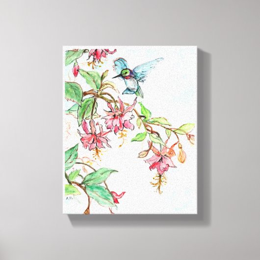 Honeysuckle Hummingbird Stretched Canvas Print (Voorkant)