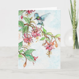 Honeysuckle Hummingbird waterverf wenskaart Kaart