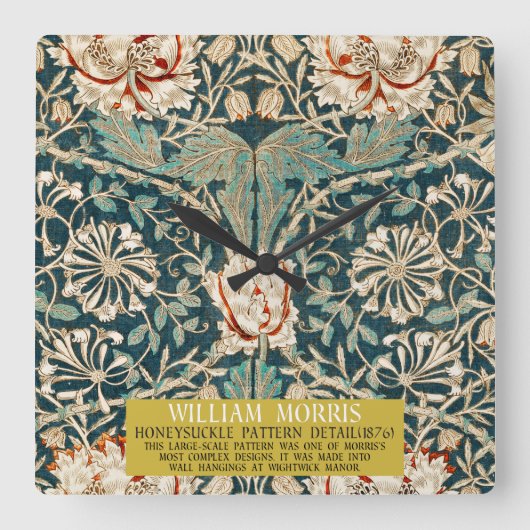 Honeysuckle Pattern - Design of William Morris Vierkante Klok (Voorkant)