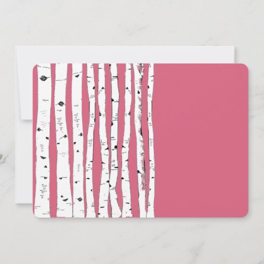 Honeysuckle Pink Birch Tree Wedding Invitations Kaart (Achterkant)