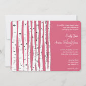 Honeysuckle Pink Birch Tree Wedding Invitations Kaart (Voorkant)