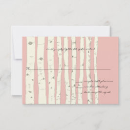 Honeysuckle Pink Birch Tree Wedding Response Kaart