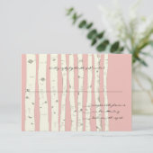 Honeysuckle Pink Birch Tree Wedding Response Kaart (Staand voorkant)