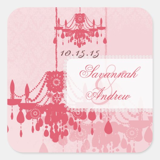 Honeysuckle Pink Damask Chandelier Stickers (Voorkant)
