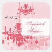 Honeysuckle Pink Damask Chandelier Stickers (Voorkant)