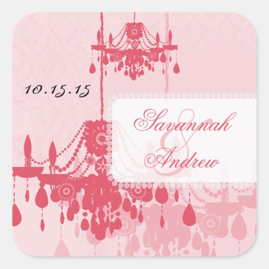 Honeysuckle Pink Damask Chandelier Stickers (Voorkant)