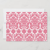 Honeysuckle Pink Damask Photo Wedding Invitation Kaart (Achterkant)