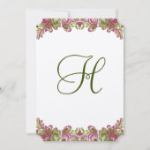 Honeysuckle Pink en Apple Green Paisley Wedding Kaart (Voorkant)