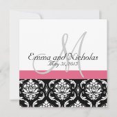 Honeysuckle Pink Monogram Weddenschap Kaart (Voorkant)