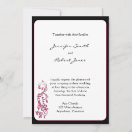 Honeysuckle Pink Ronde Corner Wedding Uitnodiging