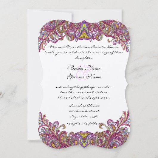 Honeysuckle Pink Wedding Invitation Kaart (Voorkant)