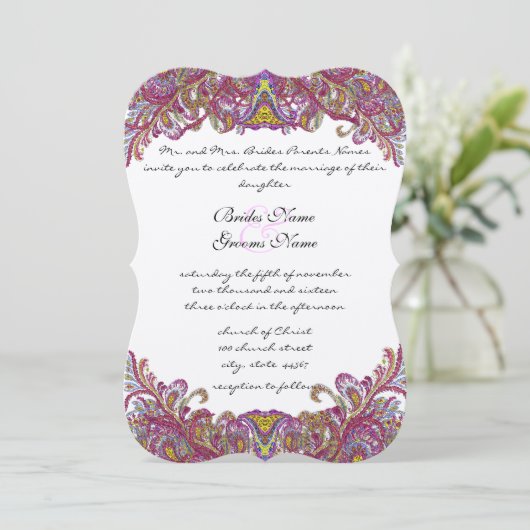 Honeysuckle Pink Wedding Invitation Kaart (Staand voorkant)