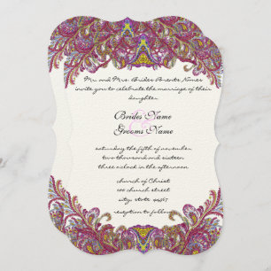 Honeysuckle Pink Wedding Invitation Kaart