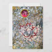 HONEYSUCKLE Red Ruby Monogram Champagne Metallic Kaart (Voorkant)