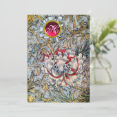 HONEYSUCKLE Red Ruby Monogram Champagne Metallic Kaart (Staand voorkant)