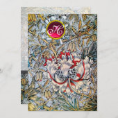 HONEYSUCKLE Red Ruby Monogram Champagne Metallic Kaart (Voorkant / Achterkant)