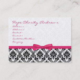 Honeysuckle Ribbon Zwart Damask Floral - Visitekaartje
