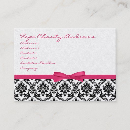 Honeysuckle Ribbon Zwart Damask Floral - Visitekaartje (Voorkant)