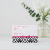 Honeysuckle Ribbon Zwart Damask Floral - Visitekaartje (Staand voorkant)