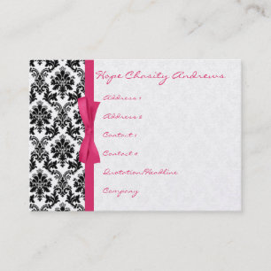 Honeysuckle Ribbon Zwart Damask Visitekaartjes