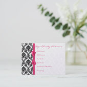 Honeysuckle Ribbon Zwart Damask Visitekaartjes (Staand voorkant)