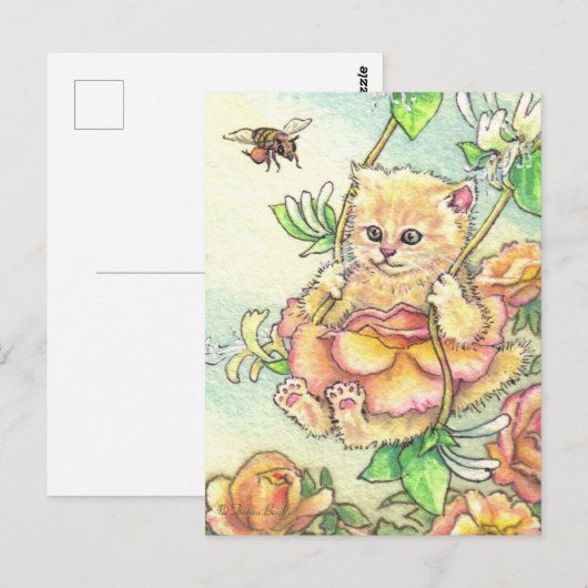Honeysuckle Roos Cute Kitten Briefkaart (Voorkant / Achterkant)
