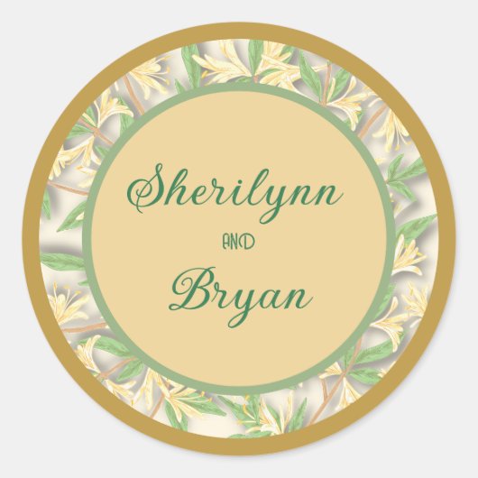 Honeysuckle Round Wedding Sticker (Voorkant)